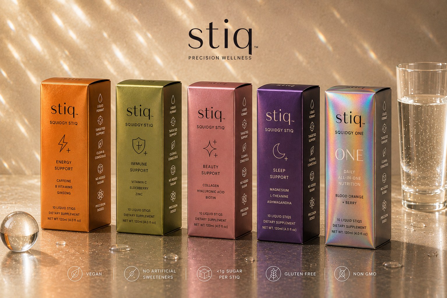 The Squidgy Stiqs range — energy, immune, beauty, sleep and Squidgy One